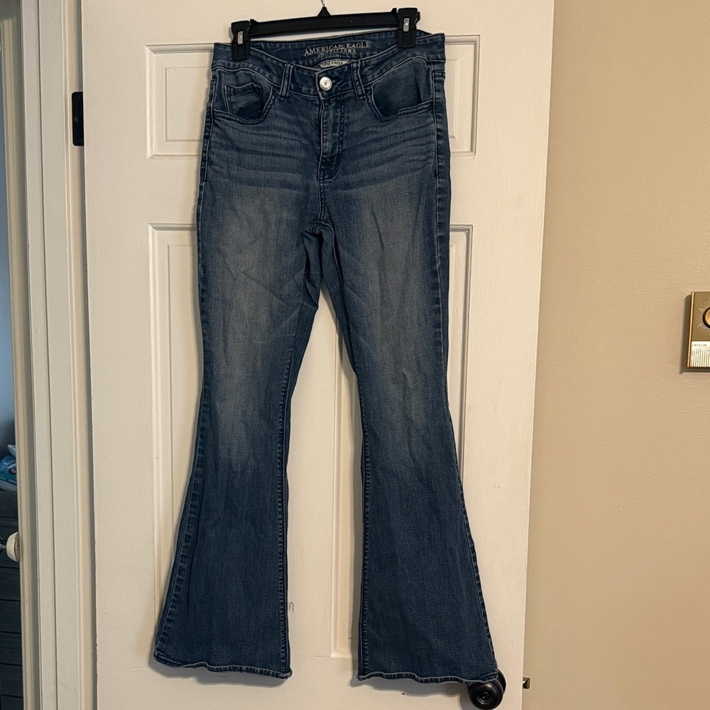 American Eagle Outfitters Women's Flare Jeans - Medium Wash Blue